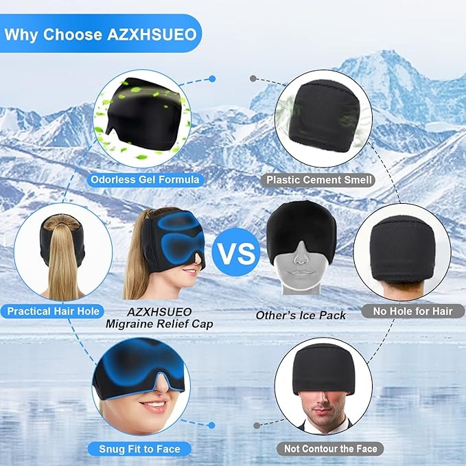 Double Gel Hot and Cold Therapy Migraine Relief Cap